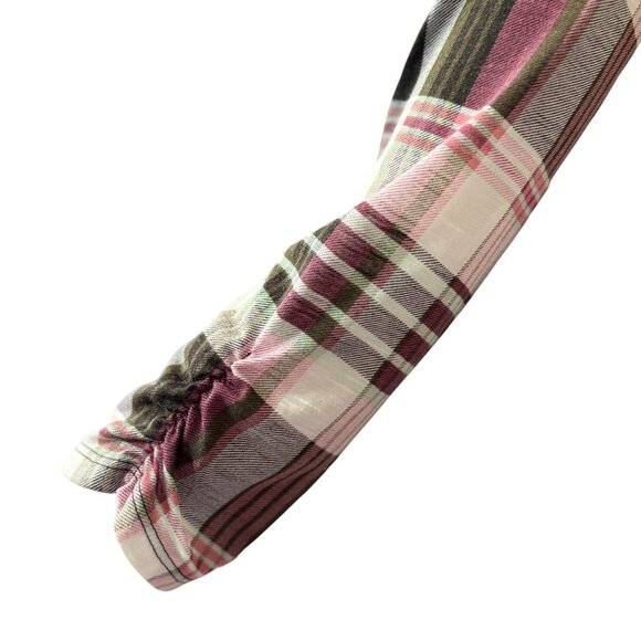 Self Esteem Red & Black Plaid Open Front Cardigan w/ Lace Shoulder Womens Sz XL - Picture 4 of 6